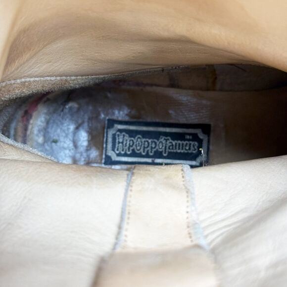 Vintage HipOppoTamus Cognac Brown Leather Mid Calf Boots Men's Size 9.5 Pull On - Picture 8 of 10